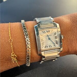 CARTIER Tank Française Quartz Watch Stainless Steel White